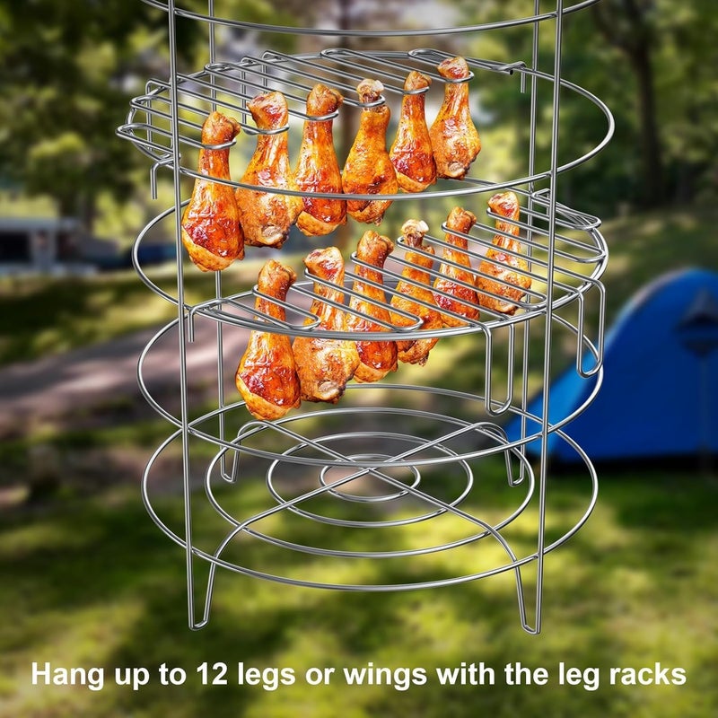 LS'BABQ Turkey Fryer Accessories Kit for The Char-Broil Big Easy Oiless Fryer, 22-Piece Turkey Fryer Kit with Chicken Leg Racks, Skewers, Rib Hooks, Meat Hooks and A Bunk Bed Basket, Stainless Steel - Image 4